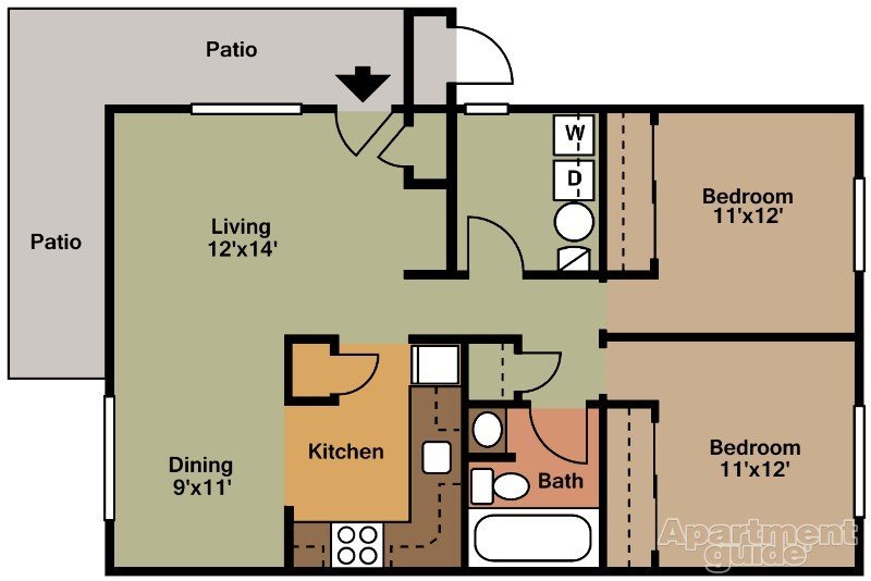 2 Bedroom 2 Bedroom Floor Plan 1